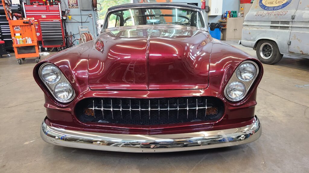 1953 Chevy chop top convertible custom with Packard taillights and 1958 Chevy canted headlights