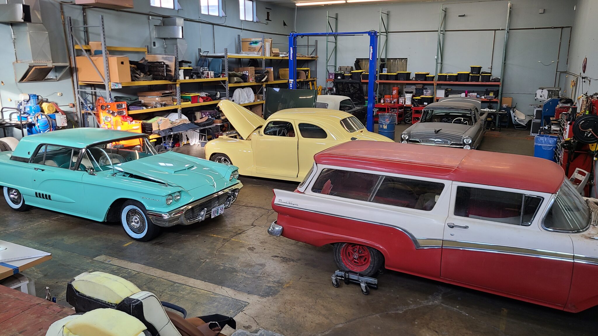 Classics in for work on the Classic Cars LLC shop floor