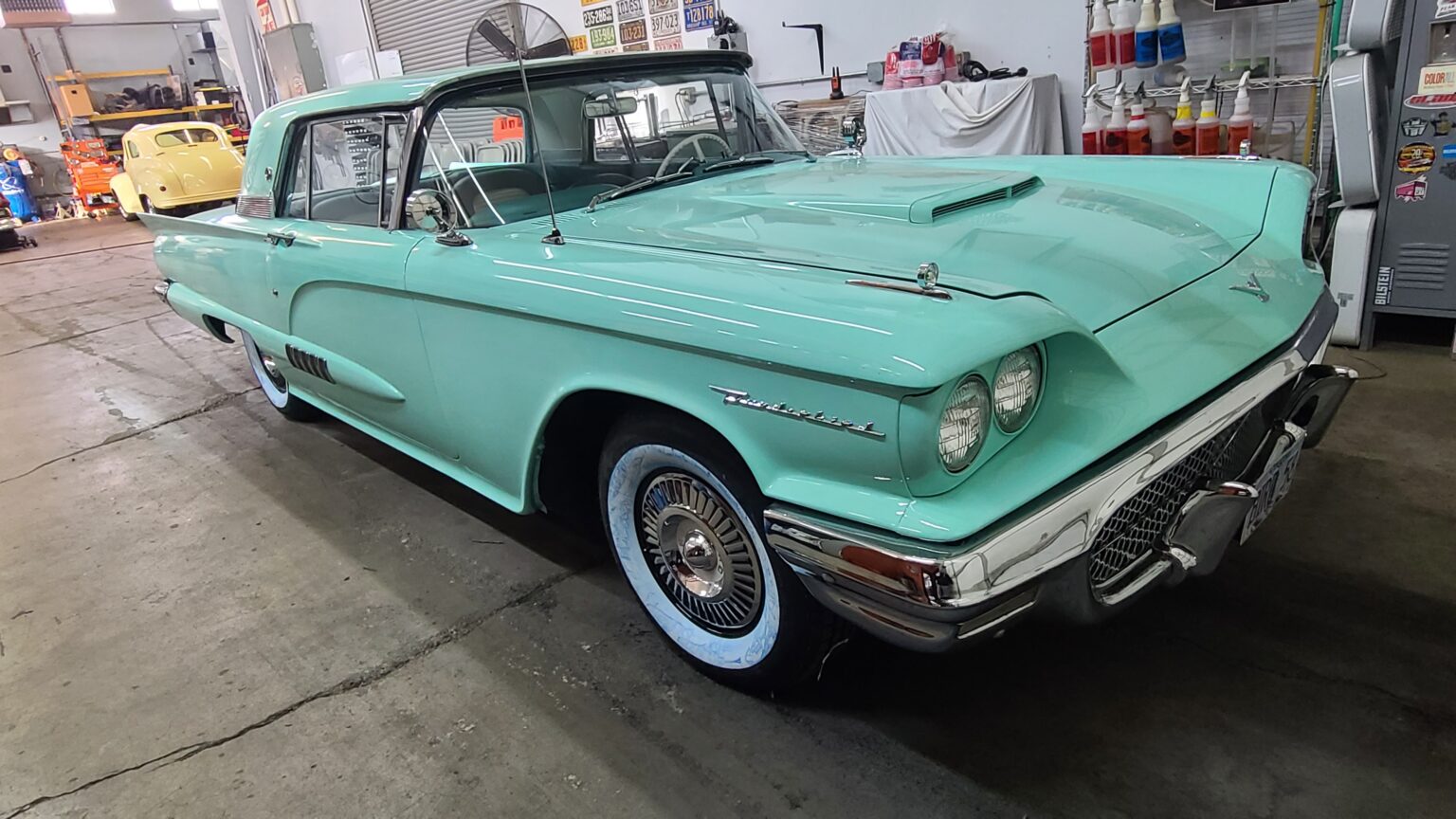 1958 Ford Thunderbird in mint green