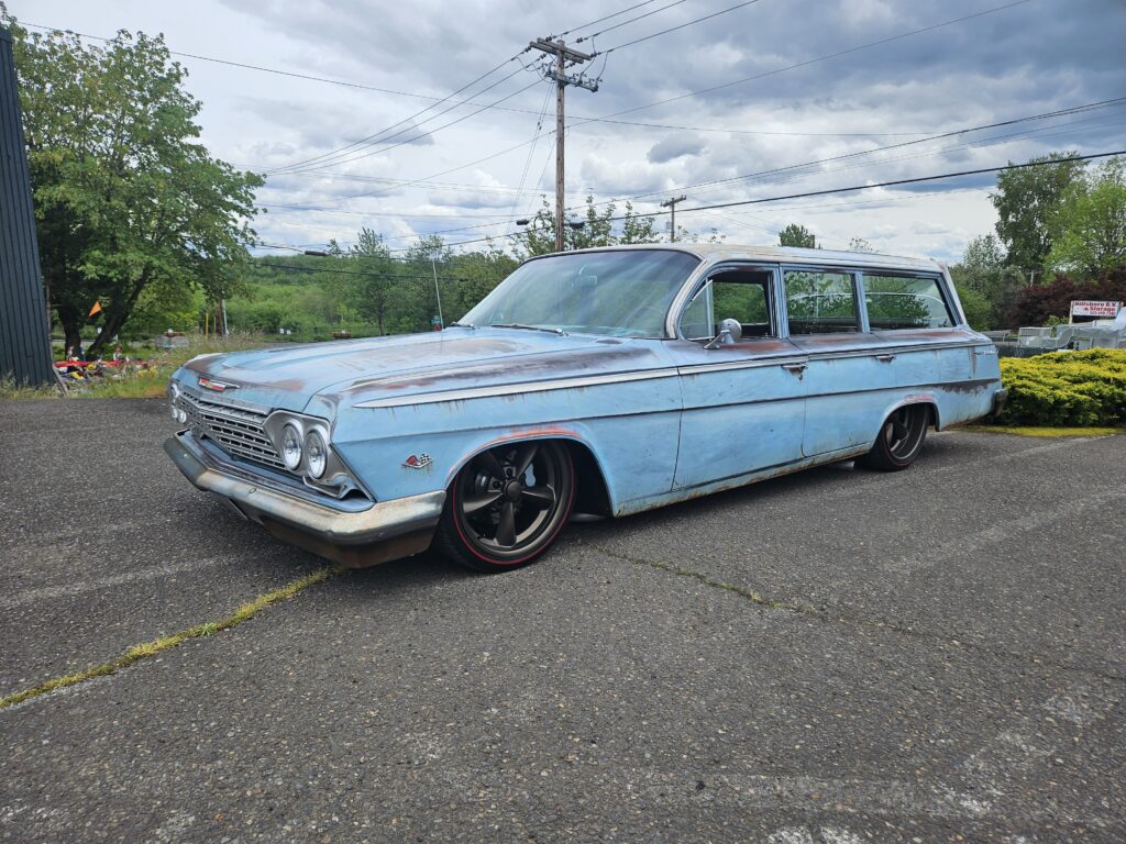 1962 Chevy Bel Air wagon in light blue